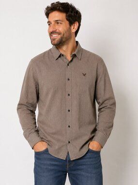 American Eagle Vintage Fit Men’s Brown Striped Button-Up Shirt Size Large